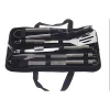 Perfectly portable stainless steel BBQ grill tool set