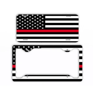Personalized Monogram American Flag License Plate Car Tag Frame