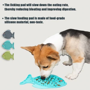 Pet Licking Mat Pad Dog Cat Slow Feeder Fish Shape Slow Feeding Dispensing Treat Mat BPA-free Pet Bowl Snuffle Pad for Dogs