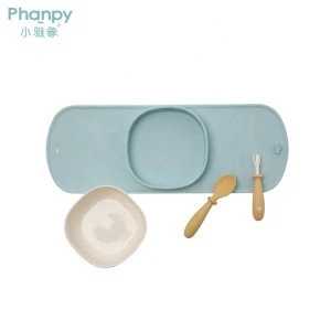 PH769516 Eco-friendly Baby Toddler Eating Mat Portable Silicone Placemat Set Reusable Flatware