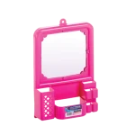 Plastic Folding Bathroom Mirror with Glass Shelf