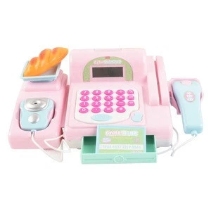 Plastic Supermarket Counter Toys Set Kids Pretend Play Shopping Game Education Music Calculators Toy Cash Register With Foods