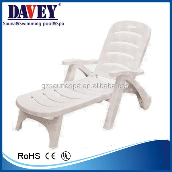 Pool PP adjustable beach chair, white folding beach chair