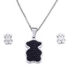 Popular Crystal Bear Shaped Women Jewelry Wholesale Black Rhinestone Jewelry Sets