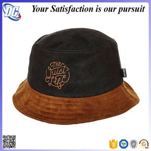 Popular design your own black brown embroidery suede bucket hat