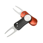 popular low MOW stainless steel fork shape Aluminum handle with a pressing button portable folding golf ball divot repair tool