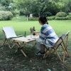 Portable furniture garden dining camping foldable roll up wooden tables camping folding camp picnic wood table