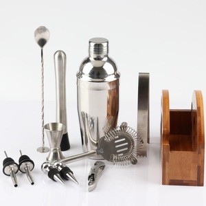 Premium Cocktail Shaker Bar Tools Set  Brushed Stainless Steel Bartender Kit with All Bar Accessories