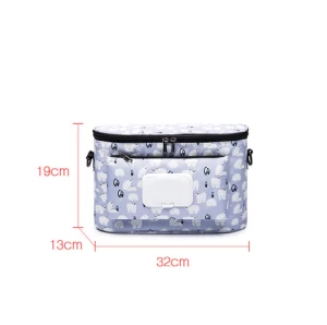 Premium Leather Insulated Baby Tray Bag Single Universal Stroller Organizer with Insulated Cup Holder