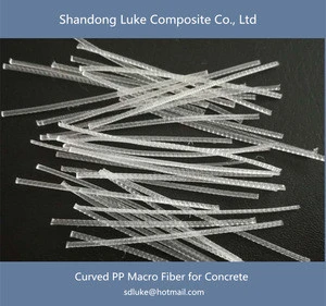 Price curved pp macro fiber for concrete, concrete polypropylene fiber price