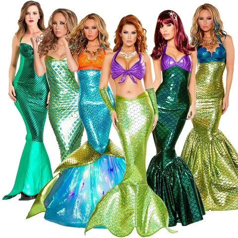 Princess Performance Dress Little Mermaid Costume Tight Fitting Sequin Women Polyester Adults Sexy Costumes TV & Movie Costumes