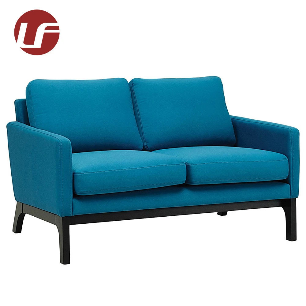 Professional custom hotel furniture luxury 2 1 seater sofa french blue fabric dining sofa