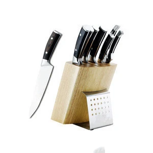 Professional German High Carbon Stainless Steel Knife set ,7pcs with rubber wood block