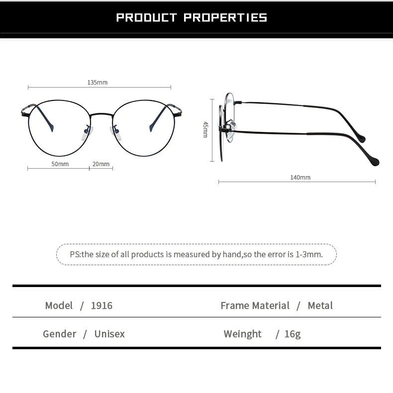 Professional Protection Computer Radiation Anti Blue Light Glasses Tr90 Metal Eyewear