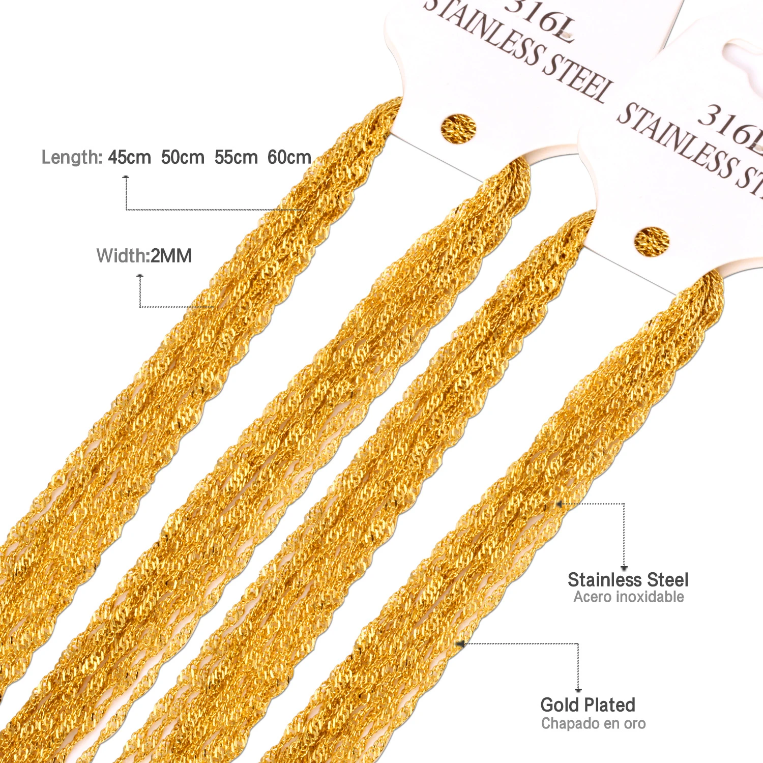 Promotion Sale wholesale 10pcs/lot Gold Silver Color 2mm Link Necklace Chains 18",20" ,22",24inch Fashion Jewelry Flat Chains
