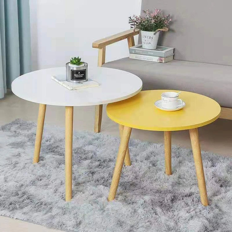 Promotional Modern Round Table Coffee Table Dining Table With Solid Wood Legs