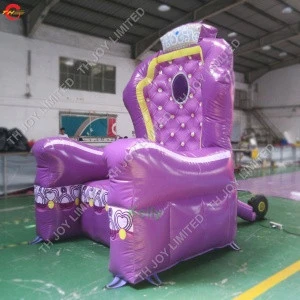 purple luxury inflatable king throne chair for sale, commercial inflatable bouncer chair for kids and adults