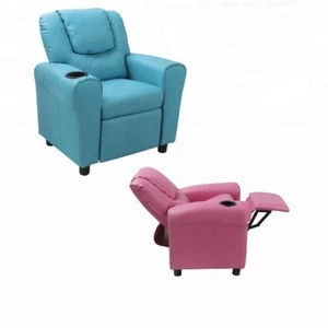Push back recliner and pu fabric children sofa chair