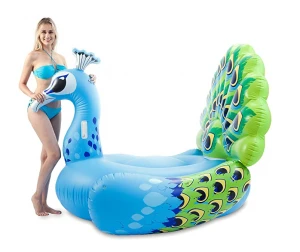 PVC inflatable giant peacock rider float raft air mattress