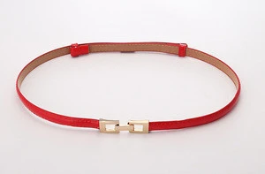 RD018 JN Women Skinny Leather Belt Wholesale Red Pu Belt for women Solid color