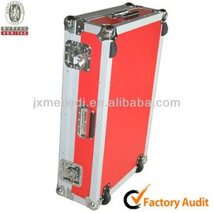 Red Beauty Serviceable Large ATA Road Rack Rolling Flight Case for Hardware Luggage Carrying With Two Wheels