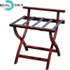 Red color easy folding solid wood luggage rack for hotel rooms