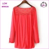 Red rayon cotton women t shirt manufacturing long sleeve t shirt