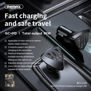 Remax Join Us Free sample Three output interface 18W high power Type C Qc 3.0 Delicate Appearance Phone Usb Car Charger