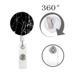 Retractable Badge Name Holder Marble  Nurse Badge Reel With Alligator Clip Badge ID Holder