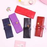 Retro Pencil Cases Cosmetic Bag  PU Pen Bag Pouch For Stationery School Supplies Make Up Cosmetic Bag
