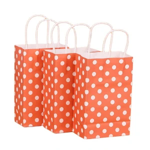 Reusable Paper Bags With Round Rope Handles, Pink Gift Kraft Paper Bags