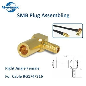 RF SMB Connector Right Angle Female Electrical Terminal Connector