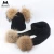 Import Ribbed Winter Warm Knit Kids Natural Raccoon Fur Pompon Ball Beanie Hat Children Knitted Winter Hat Scarf Set from China