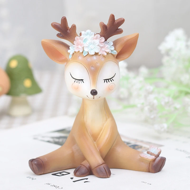 ROOGO Resin Deer Miniature Mini Garden Accessories Collectible Home Decor