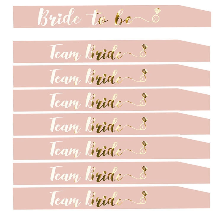 Rose Gold Team Bride to be Sash Hen Bachelorette Party Decorations Wedding Bridal Shoulder Marriage Bride to Be Party Supplies