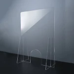 round corner clear counter protective safety screens custom acrylic desk sneeze guards shield with stand