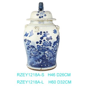 Rzey1218A-L-S Popular Hand Painted Floral Bird Pattern Chinese Porcelain Temple Jar