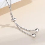 S925 Sterling Silver Handmade Snake Bone Chain Zircon Adjustable Bead Bracelet For Women