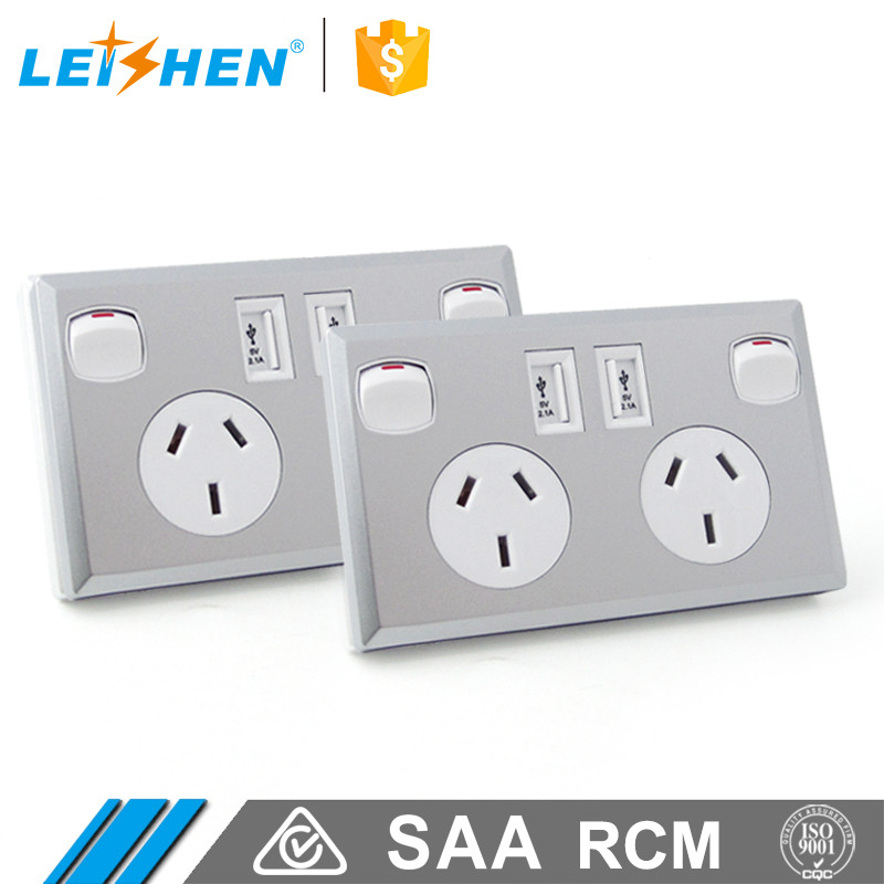 Buy Saa Rcm C-tick Approved 240v 10a Australian 2 Gang Power Point Usb ...