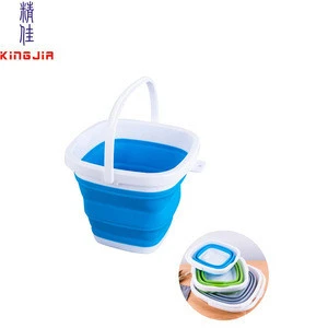 silicone water folding bucket Collapsible Silicone rubber Foldable Square Bucket