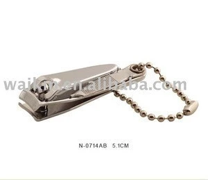 Silver Carbon Steel Fingernail Clippers with Nail File and Keyring