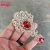 Import Silver Ornate Swinging Drop Pin Clear Red Crystal Broach Dangling Wedding Brooch Bouquet Embellishment from China