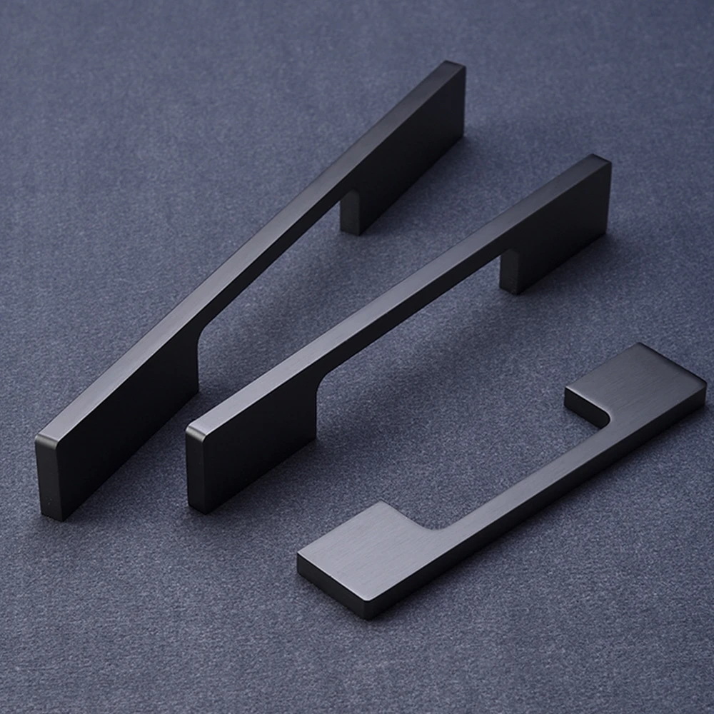 Simple Black And Silver Aluminum Drawer Kitchen Cabinet Handles //