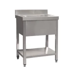Single bowl free standing heavy duty stainless steel commercial kitchen sink laundry cabinet under shelf with backspla