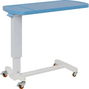 SKH046-2 Hospital Height Adjustable Overbed Table With Wheels