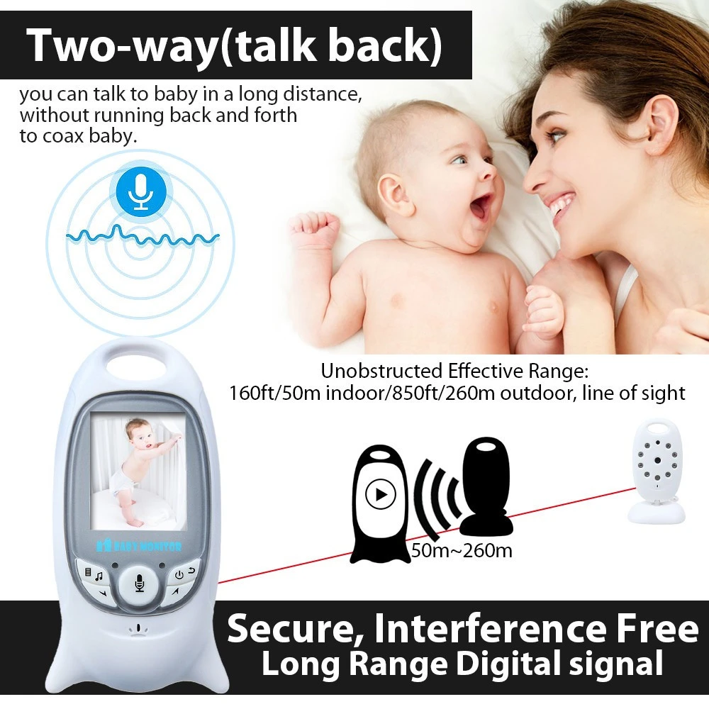 Smart Night Vision baba eletronica Video Babyphone Monitor bebe Vb601Babyfoon Baby Monitoring Camera