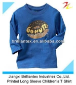 Soft Breathable Blue Printed Long Sleeve Children's Boy T Shirt
