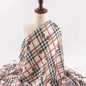 Soft feeling 100% polyester silk shiny digital printed satin chiffon fabrics for dress