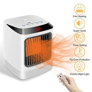 Space Heater Portable Mini Electric Heater Fan with Remote Control Tip-Over Protection Multifunction Personal PTC Heater Home
