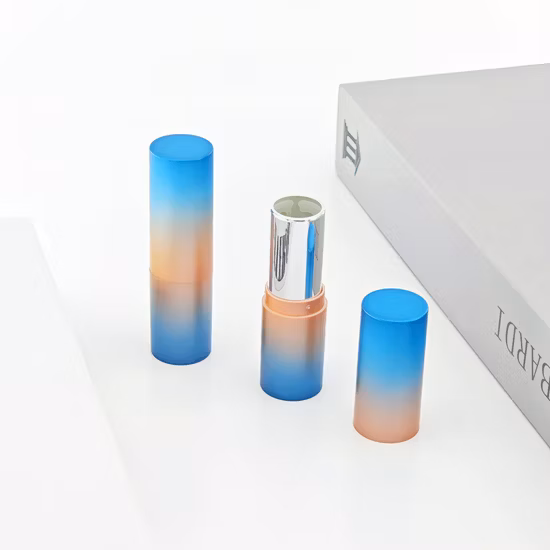 Emily Pack Ls4352 Round Shape Lipstick Empty Tube Lipstick Tube Cheap Price 3.5g Lip Balm Tube Blue Gradient Spraying Lipstick Case